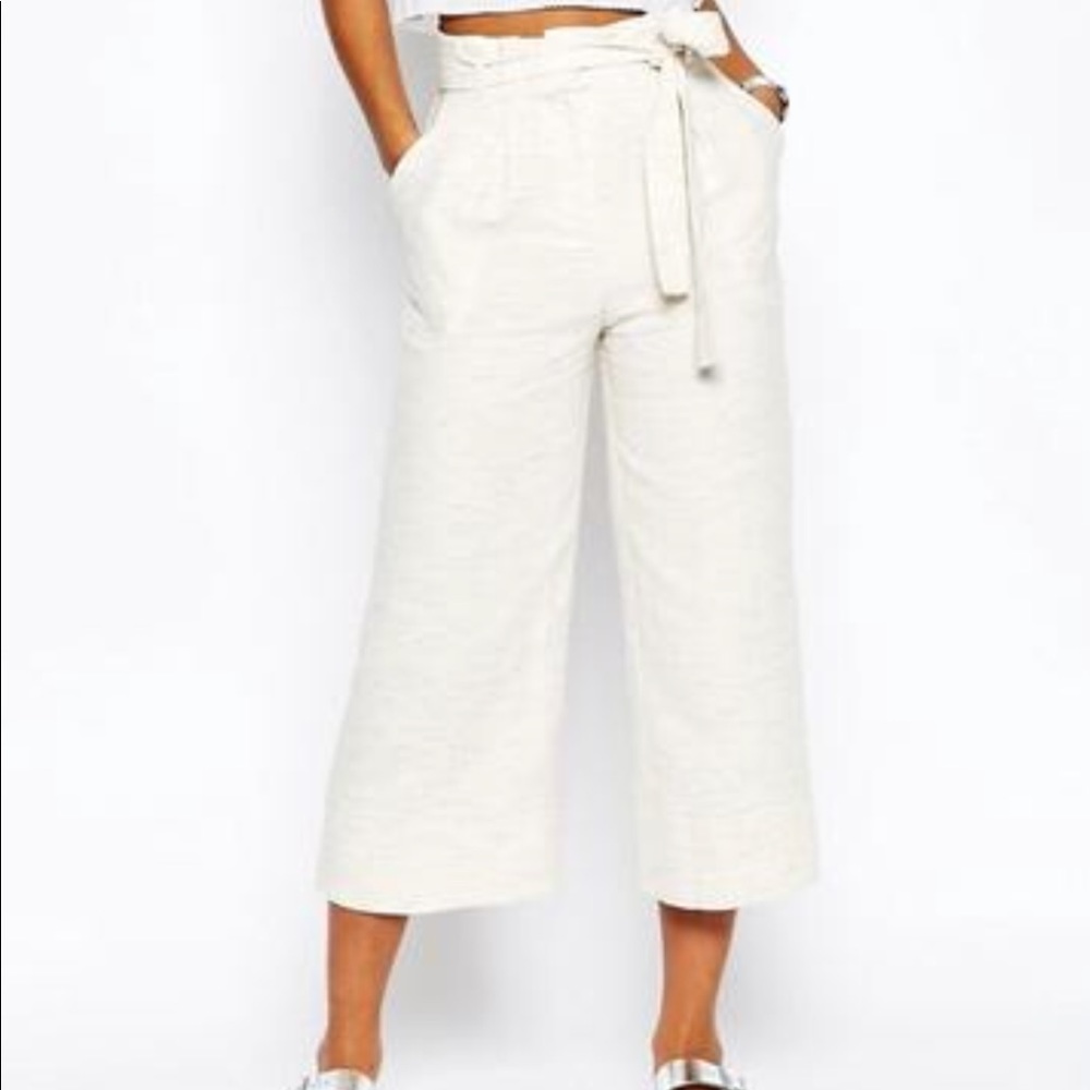 ASOS Natural Paper Bag Waist Culottes